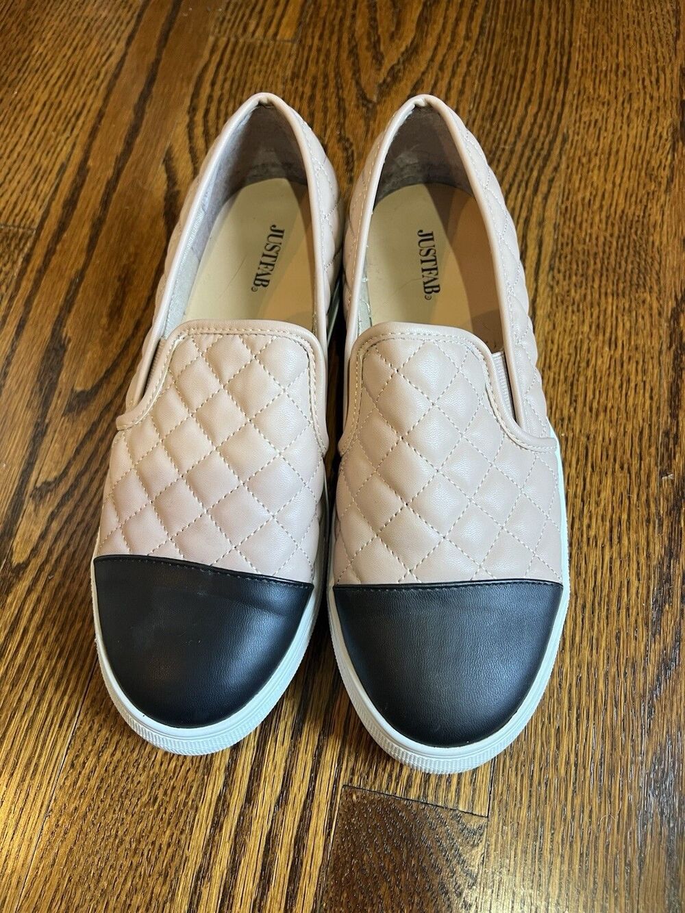 JustFab Women's Size 9 Comfortable Slip-On Shoes in Tan and Black
